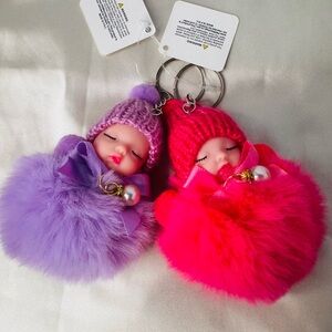 Babydoll purse/ key accessories- NEW - 2pc